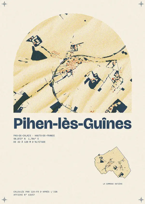 Affiche de Pihen-lès-Guînes, calculée par 123-fr d'après l'IGN