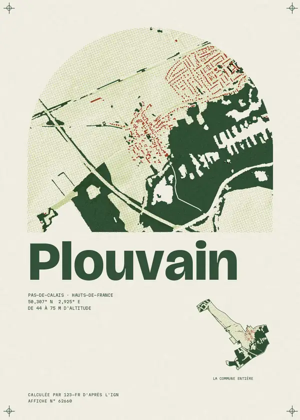 Affiche de Plouvain, calculée par 123-fr d'après l'IGN
