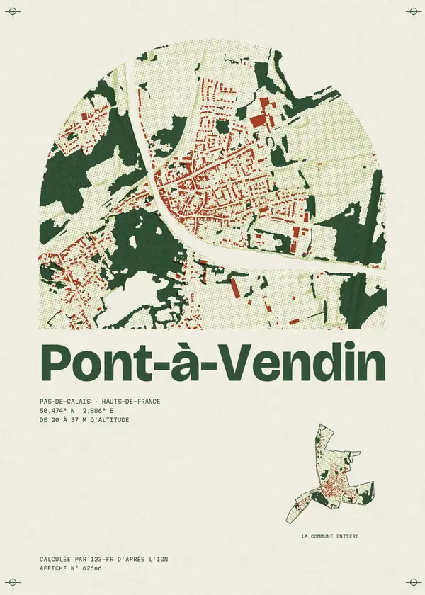 Affiche de Pont-à-Vendin, calculée par 123-fr d'après l'IGN