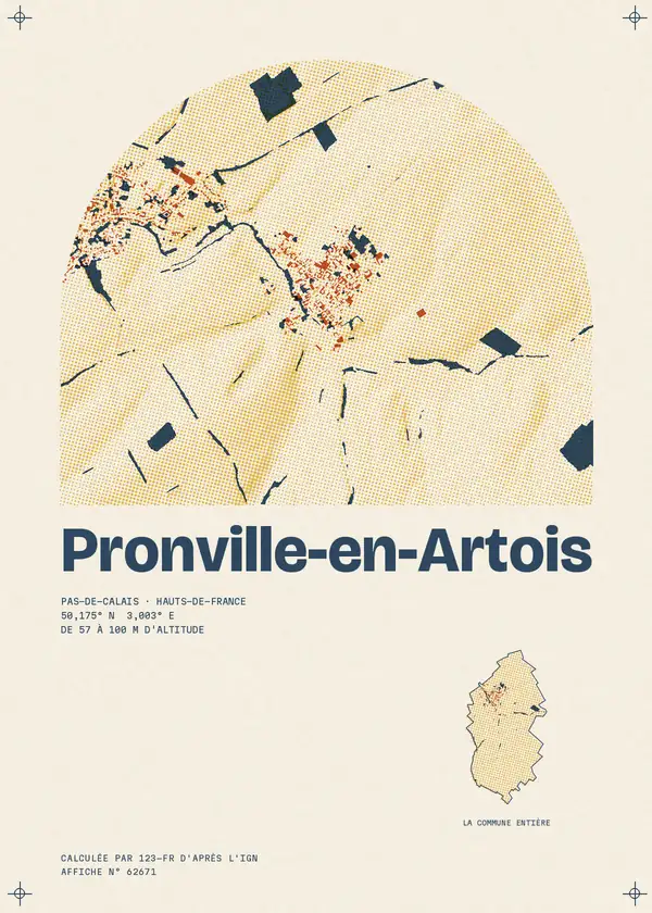Affiche de Pronville-en-Artois, calculée par 123-fr d'après l'IGN
