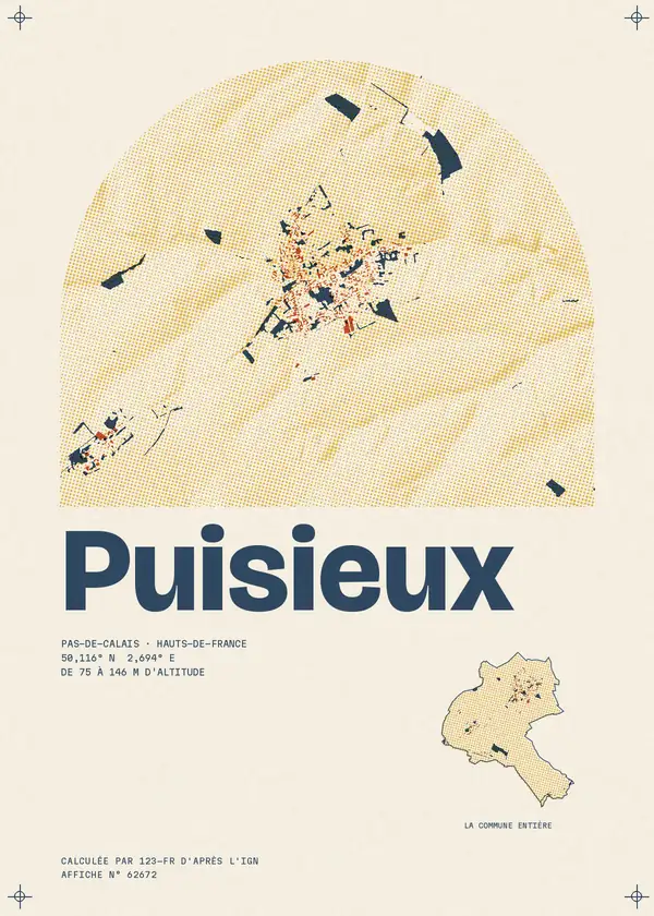 Affiche de Puisieux, calculée par 123-fr d'après l'IGN