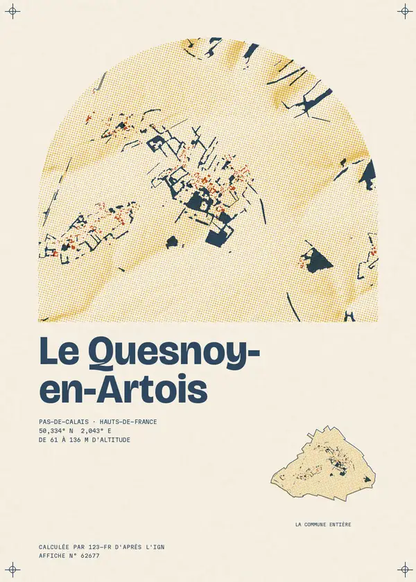 Affiche de Le Quesnoy-en-Artois, calculée par 123-fr d'après l'IGN