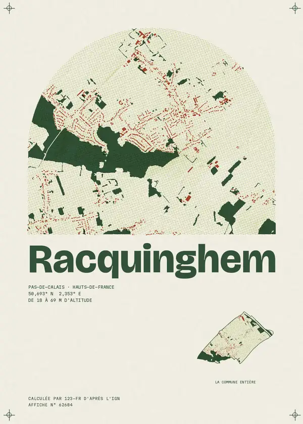 Affiche de Racquinghem, calculée par 123-fr d'après l'IGN