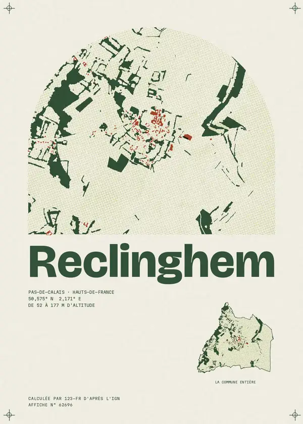 Affiche de Reclinghem, calculée par 123-fr d'après l'IGN