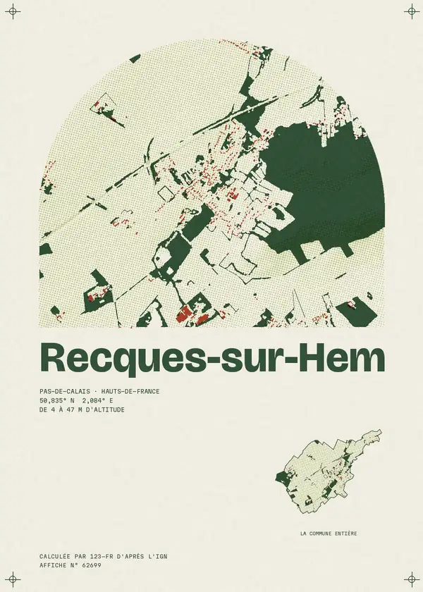 Affiche de Recques-sur-Hem, calculée par 123-fr d'après l'IGN