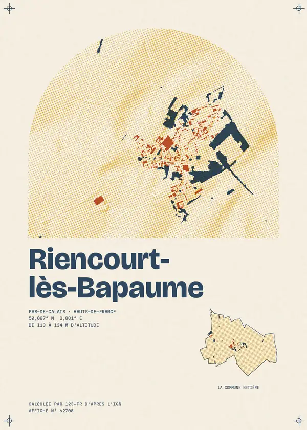 Affiche de Riencourt-lès-Bapaume, calculée par 123-fr d'après l'IGN