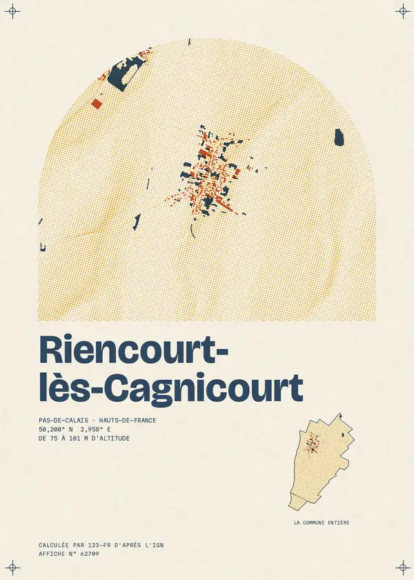 Affiche de Riencourt-lès-Cagnicourt, calculée par 123-fr d'après l'IGN