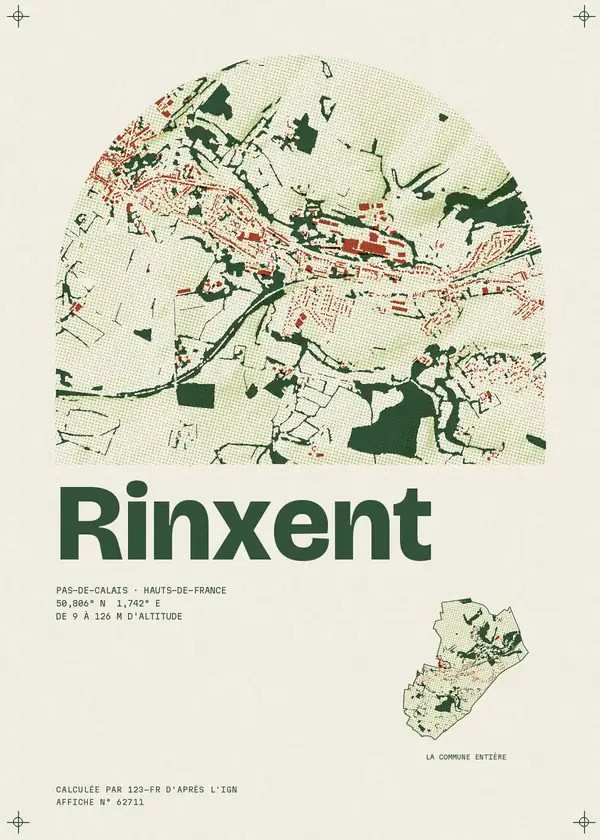 Affiche de Rinxent, calculée par 123-fr d'après l'IGN