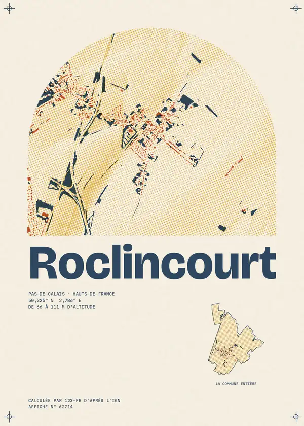 Affiche de Roclincourt, calculée par 123-fr d'après l'IGN