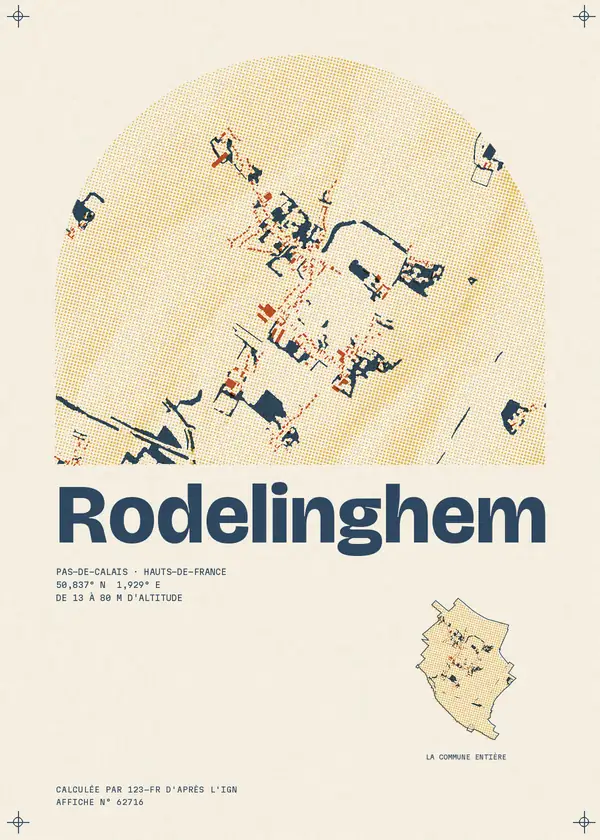 Affiche de Rodelinghem, calculée par 123-fr d'après l'IGN