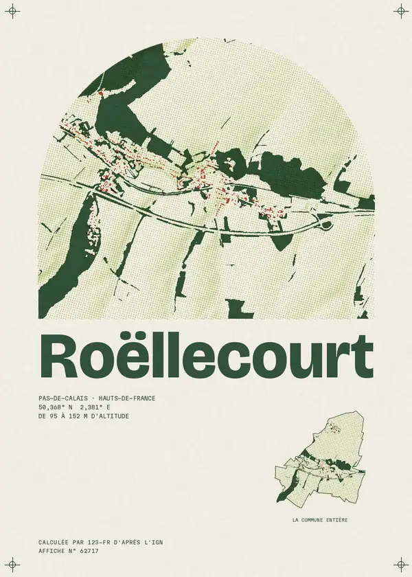 Affiche de Roëllecourt, calculée par 123-fr d'après l'IGN