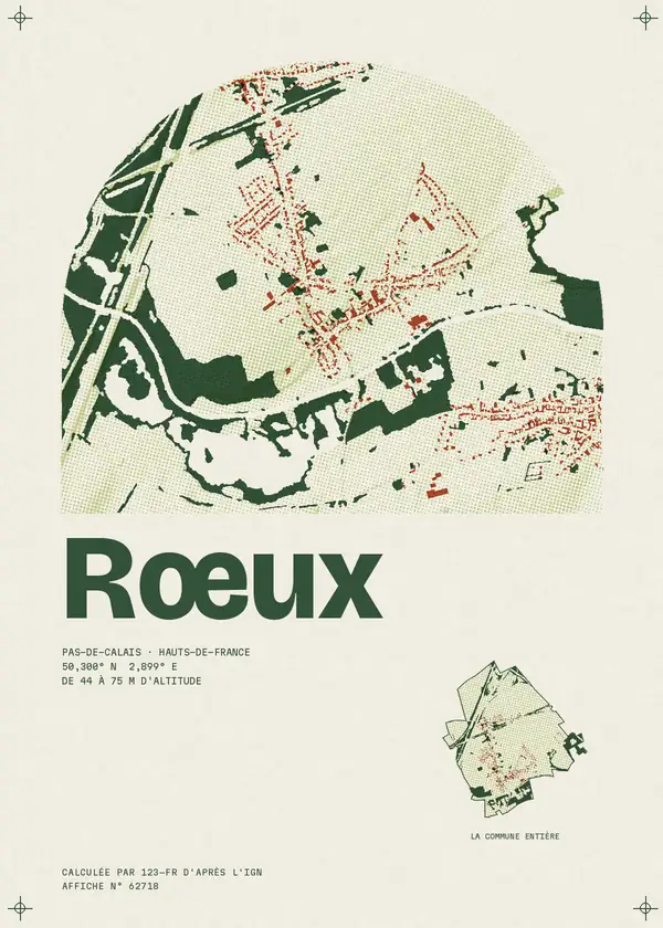Affiche de Rœux, calculée par 123-fr d'après l'IGN
