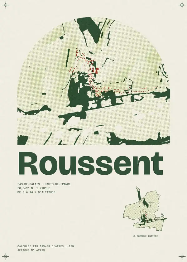 Affiche de Roussent, calculée par 123-fr d'après l'IGN