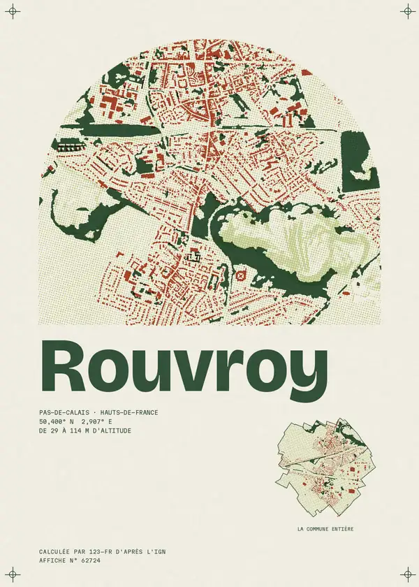 Affiche de Rouvroy, calculée par 123-fr d'après l'IGN