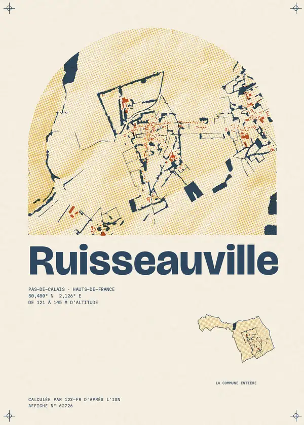 Affiche de Ruisseauville, calculée par 123-fr d'après l'IGN
