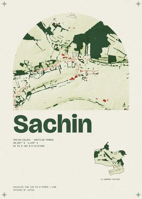 Affiche de Sachin, calculée par 123-fr d'après l'IGN