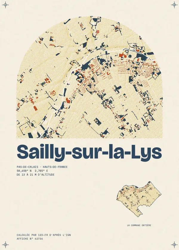 Affiche de Sailly-sur-la-Lys, calculée par 123-fr d'après l'IGN