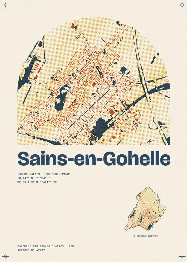 Affiche de Sains-en-Gohelle, calculée par 123-fr d'après l'IGN