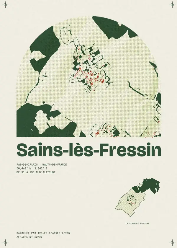 Affiche de Sains-lès-Fressin, calculée par 123-fr d'après l'IGN