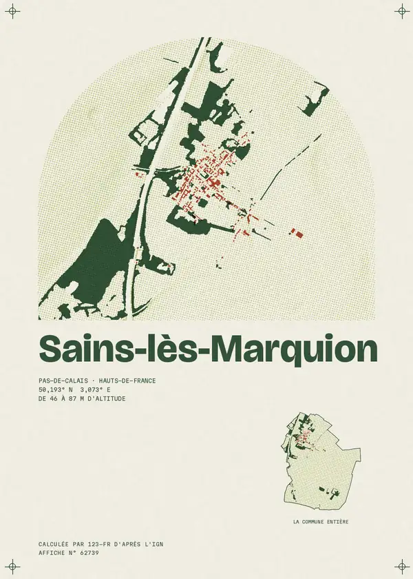 Affiche de Sains-lès-Marquion, calculée par 123-fr d'après l'IGN
