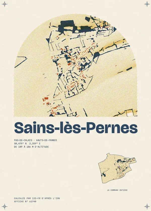 Affiche de Sains-lès-Pernes, calculée par 123-fr d'après l'IGN
