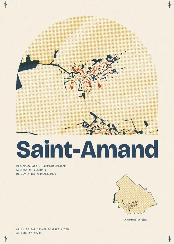Affiche de Saint-Amand, calculée par 123-fr d'après l'IGN