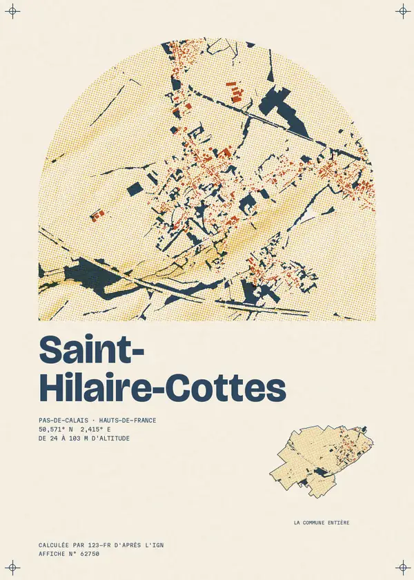 Affiche de Saint-Hilaire-Cottes, calculée par 123-fr d'après l'IGN