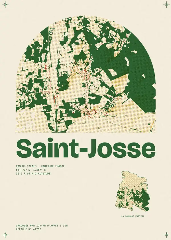 Affiche de Saint-Josse, calculée par 123-fr d'après l'IGN