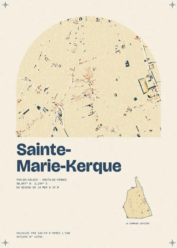 Affiche de Sainte-Marie-Kerque, calculée par 123-fr d'après l'IGN