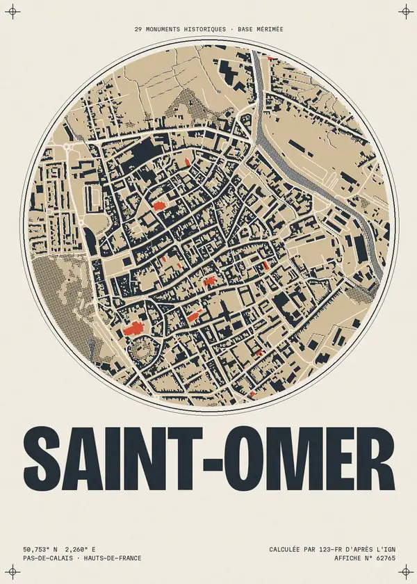 Affiche de Saint-Omer, calculée par 123-fr d'après l'IGN