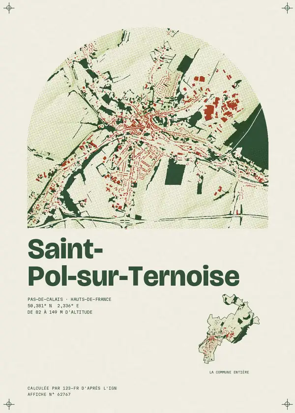 Affiche de Saint-Pol-sur-Ternoise, calculée par 123-fr d'après l'IGN