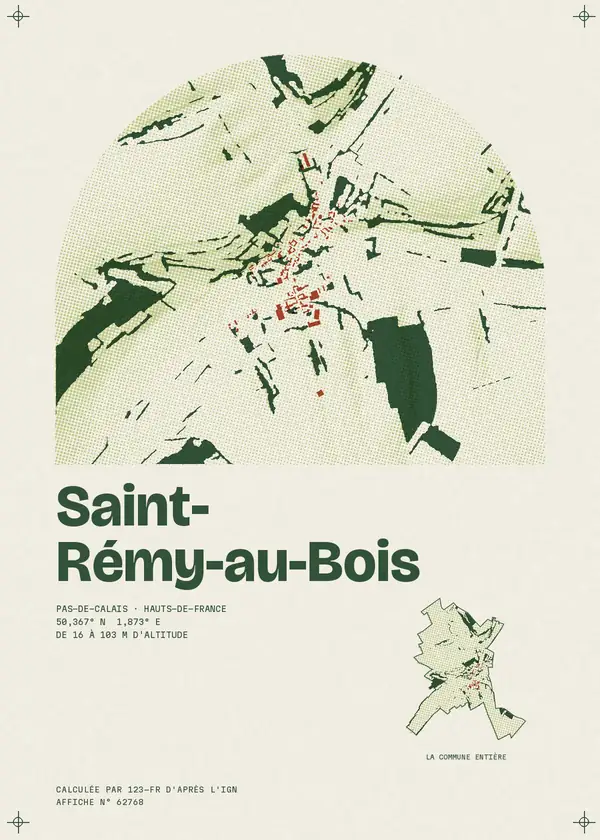 Affiche de Saint-Rémy-au-Bois, calculée par 123-fr d'après l'IGN