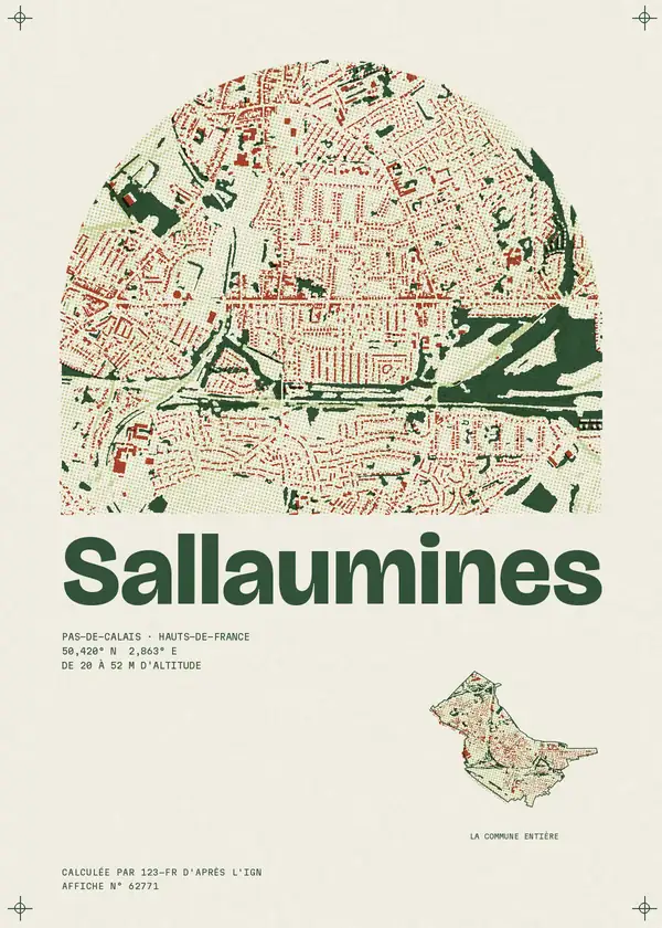 Affiche de Sallaumines, calculée par 123-fr d'après l'IGN