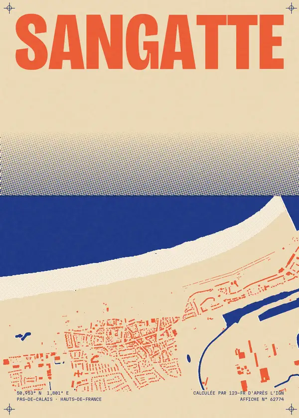 Affiche de Sangatte, calculée par 123-fr d'après l'IGN