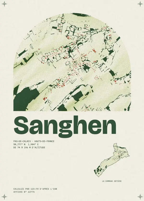 Affiche de Sanghen, calculée par 123-fr d'après l'IGN