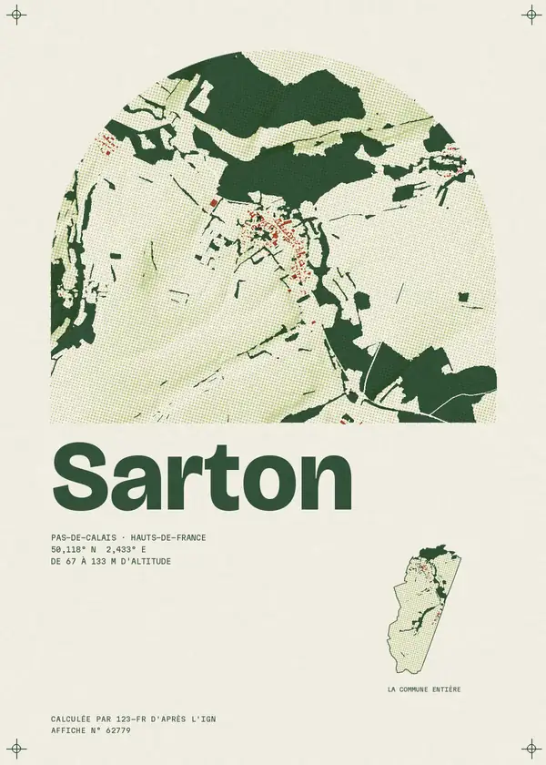 Affiche de Sarton, calculée par 123-fr d'après l'IGN