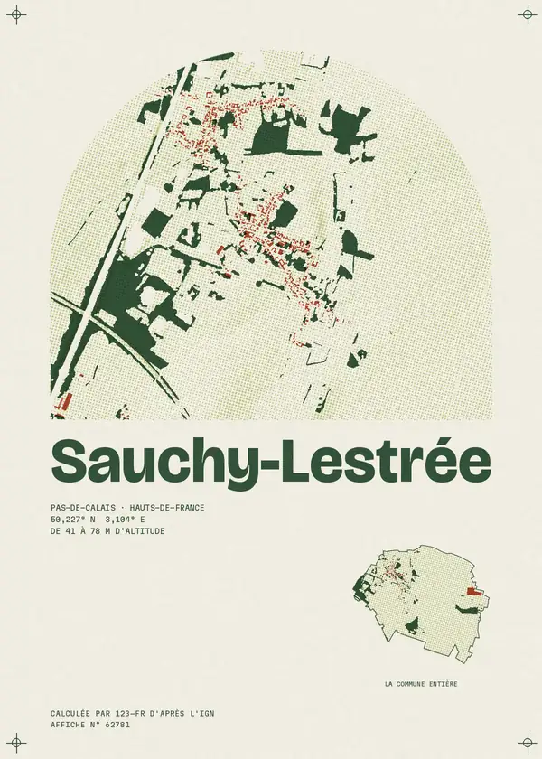 Affiche de Sauchy-Lestrée, calculée par 123-fr d'après l'IGN