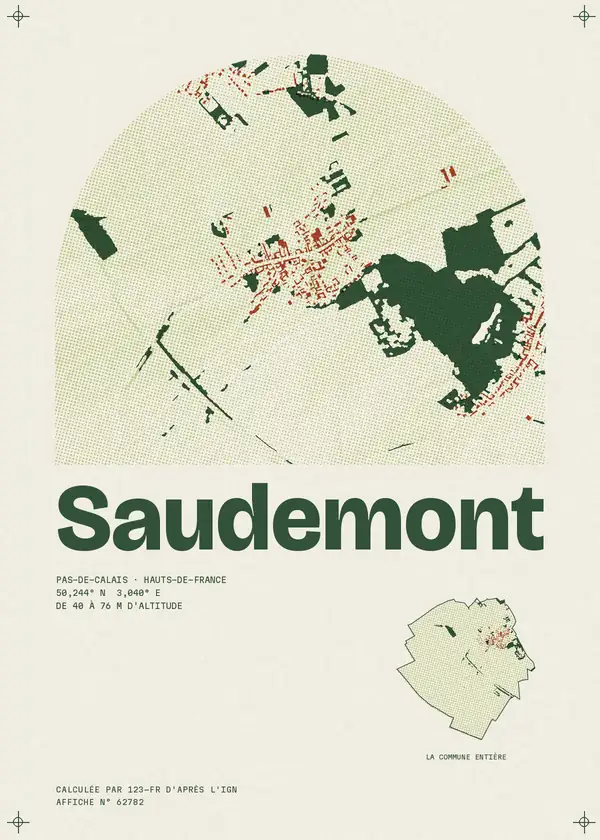 Affiche de Saudemont, calculée par 123-fr d'après l'IGN