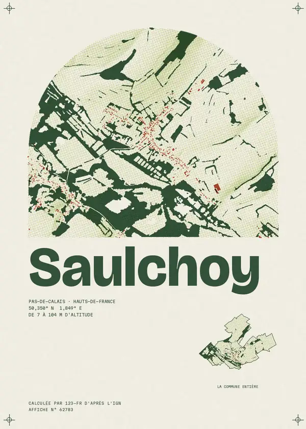 Affiche de Saulchoy, calculée par 123-fr d'après l'IGN