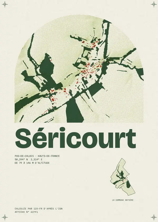 Affiche de Séricourt, calculée par 123-fr d'après l'IGN