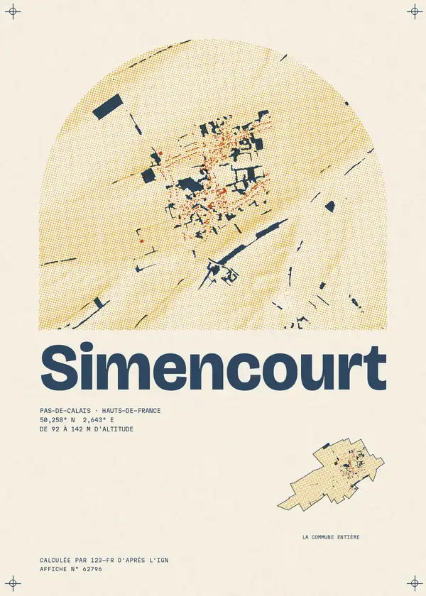 Affiche de Simencourt, calculée par 123-fr d'après l'IGN