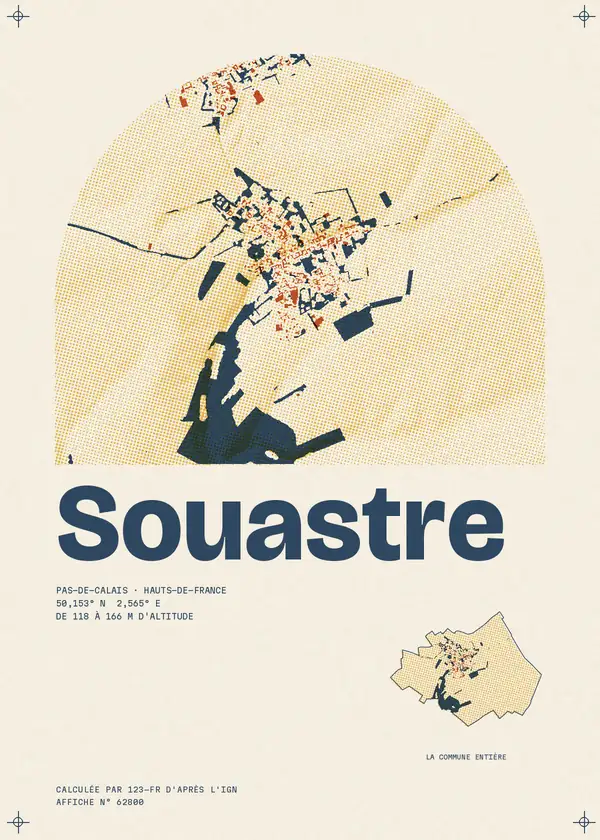 Affiche de Souastre, calculée par 123-fr d'après l'IGN