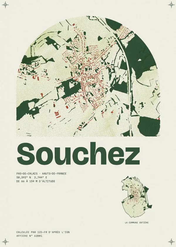 Affiche de Souchez, calculée par 123-fr d'après l'IGN