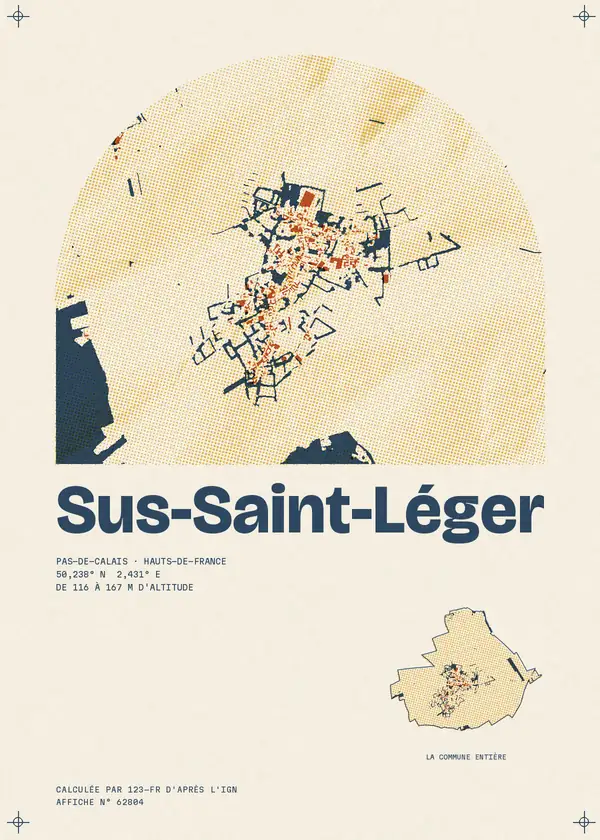 Affiche de Sus-Saint-Léger, calculée par 123-fr d'après l'IGN