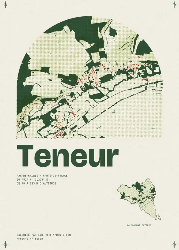 Affiche de Teneur, calculée par 123-fr d'après l'IGN
