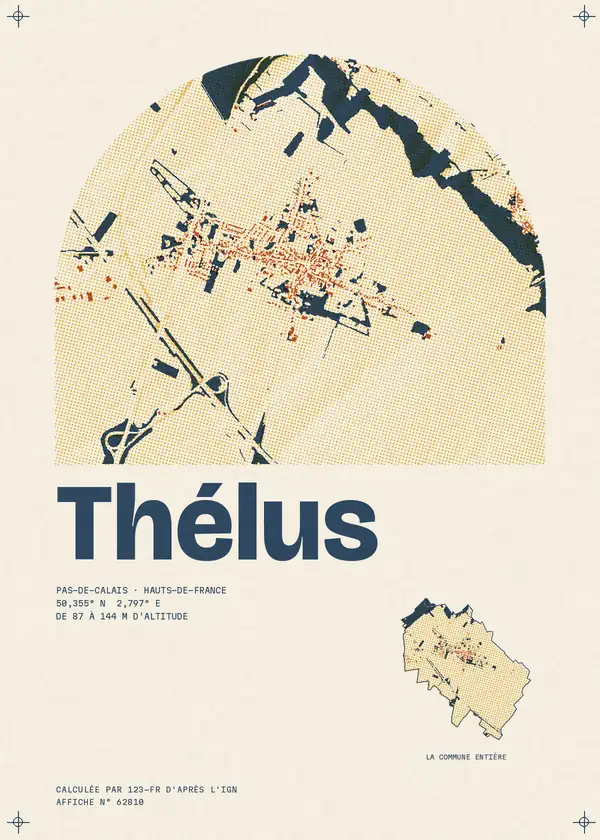 Affiche de Thélus, calculée par 123-fr d'après l'IGN