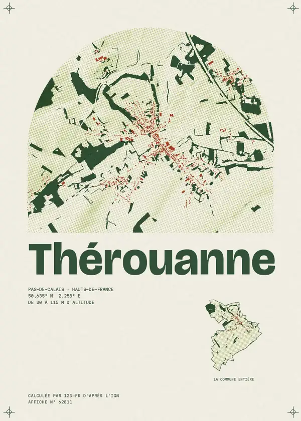 Affiche de Thérouanne, calculée par 123-fr d'après l'IGN