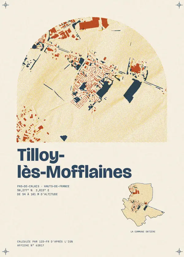 Affiche de Tilloy-lès-Mofflaines, calculée par 123-fr d'après l'IGN