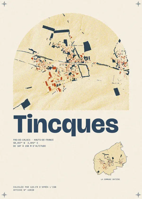 Affiche de Tincques, calculée par 123-fr d'après l'IGN