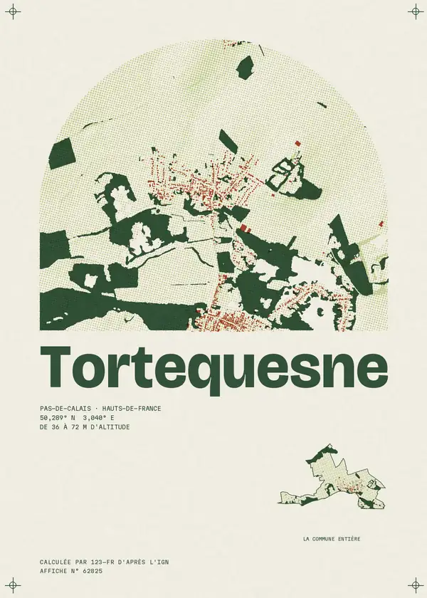 Affiche de Tortequesne, calculée par 123-fr d'après l'IGN